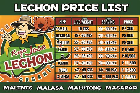 la loma lechon price list 2021